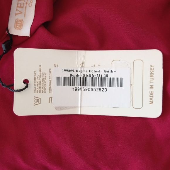 Venessa Collection Red Button Front Cape Tunic - Picture 2 of 16